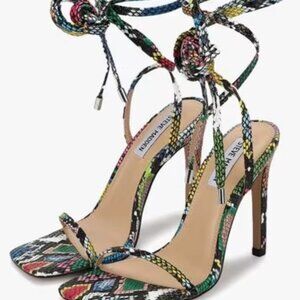 Colorful Snake Strappy Heels